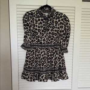 Gretchen Scott Designs Black and Cream Animal Print Dress